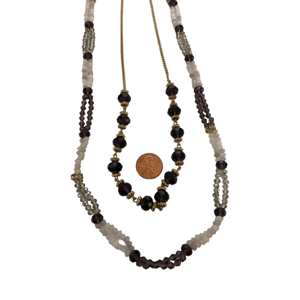 INC International Concepts Purple and White Beaded Necklace